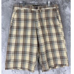 Nautica Jeans Company Mens Plaid Shorts Size 30 Beige Blue Brown Casual